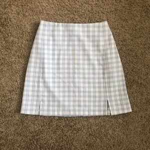 Brandy Melville Light Blue Cara Plaid Skirt